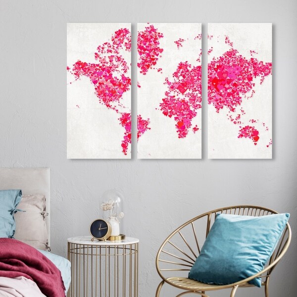 Oliver Gal 'All The Love In The World Triptych' Maps and Flags