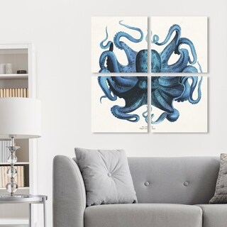 Oliver Gal 'Polpo Blu Quadratic' Nautical and Coastal Wall Art Canvas ...