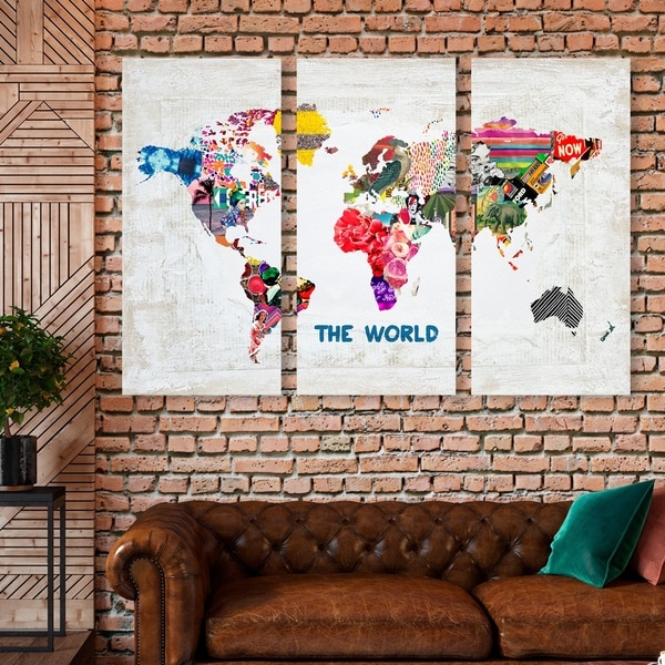 Shop Oliver Gal 'Hipster Mapa Mundi Triptych' Maps and ...