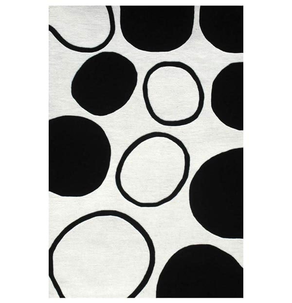 Hand tufted Black Circle Wool Rug (5 X 8)