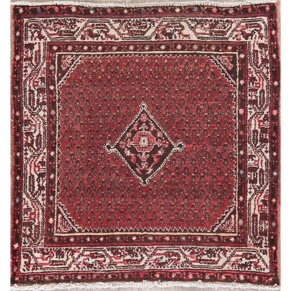 Vintage Malayer Persian Wool Oriental Hand Knotted Carpet Area Rug - 3'5" X 3'4" Square