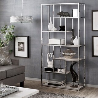 Alva Chrome Finish 36-inch Asymmetrical Bookcase by iNSPIRE Q Bold