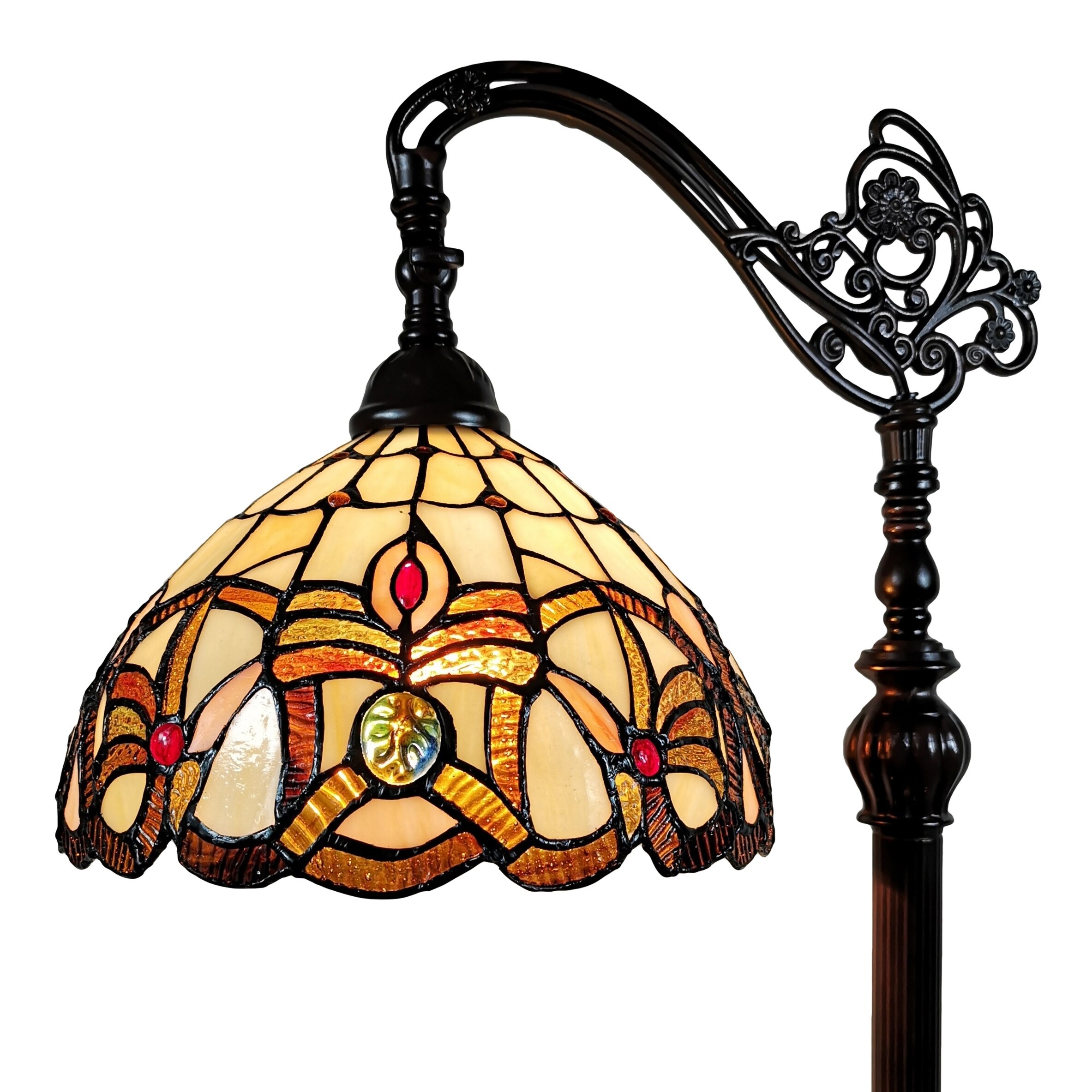 Shop Tiffany Style Floor Lamp Arched 62 Tall Stained Glass Tan