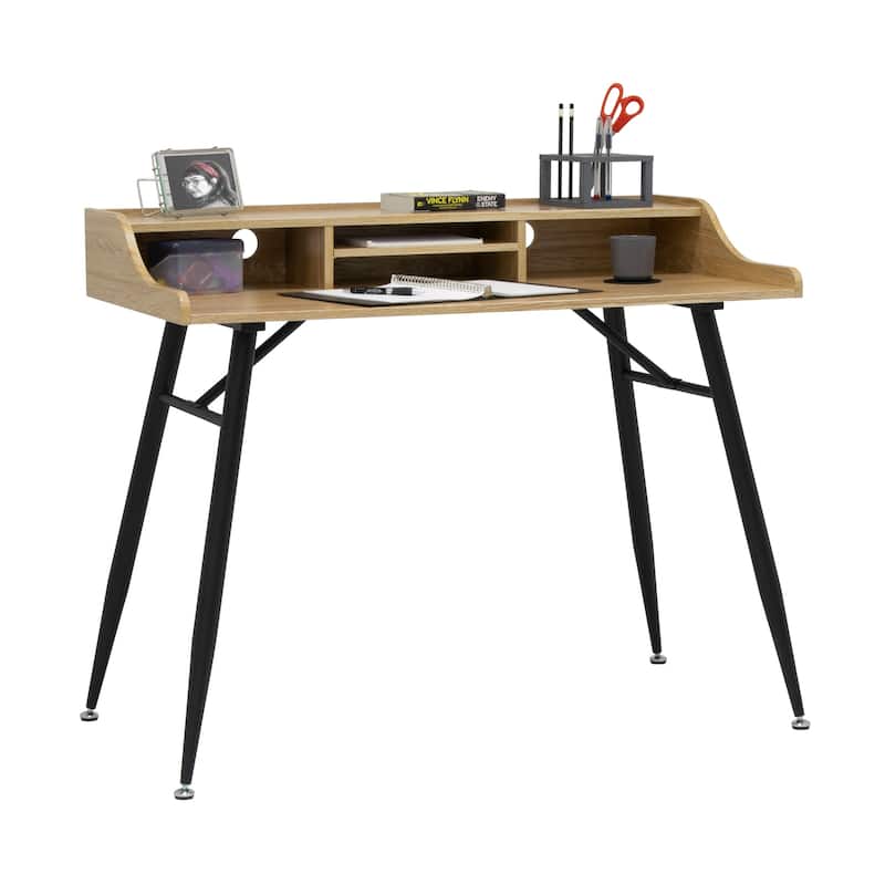 Calico Designs Woodford 45" Wide Modern, Secretary, Writing, Desk with Low Storage Hutch and Metal Tapered Legs