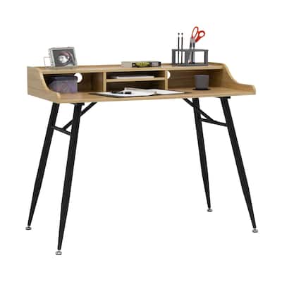 Calico Designs Woodford 45" Wide Modern, Secretary, Writing, Desk with Low Storage Hutch and Metal Tapered Legs