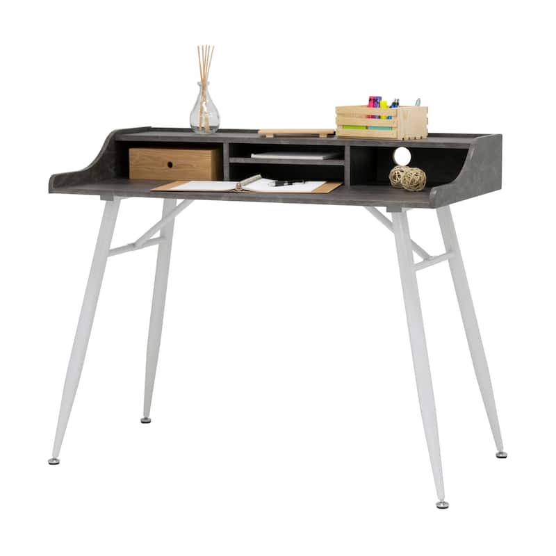 Calico Designs Woodford 45" Wide Modern, Secretary, Writing, Desk with Low Storage Hutch and Metal Tapered Legs