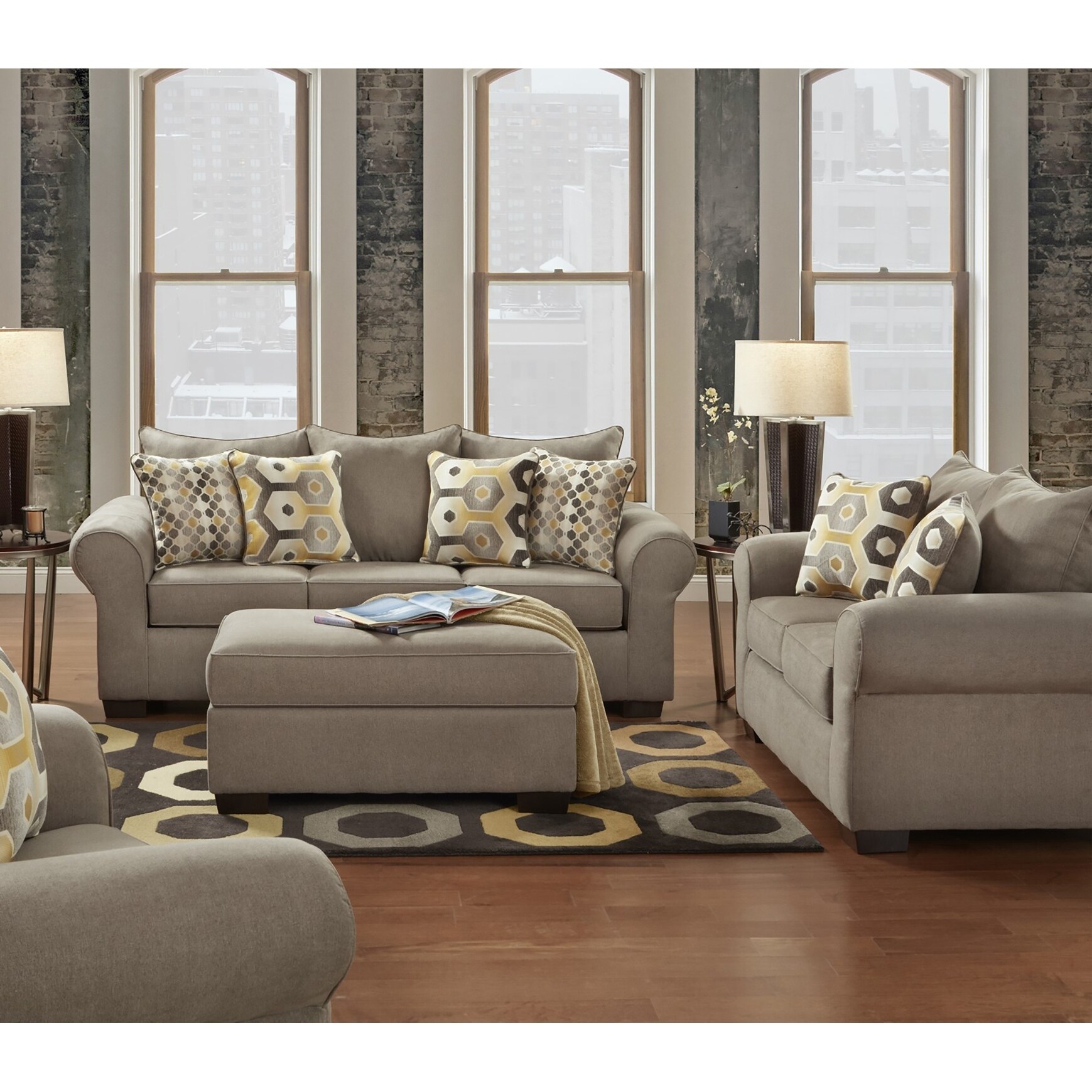 Shop Sofa Trendz Cressida Platinum Sofa Loveseat Ottoman Set