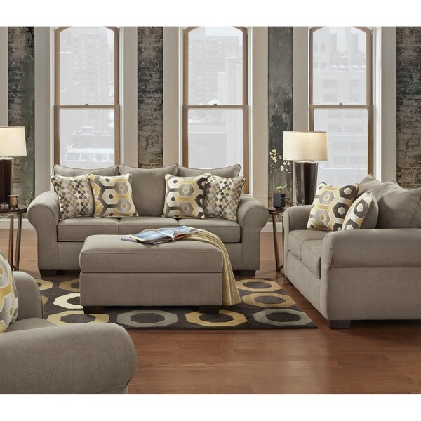 Shop Sofa Trendz Cressida Platinum Sofa Loveseat & Ottoman Set Free