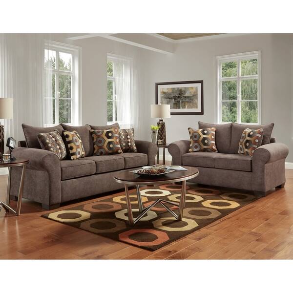 Sofa Trendz Cona Chocolate Sofa Loveseat Set