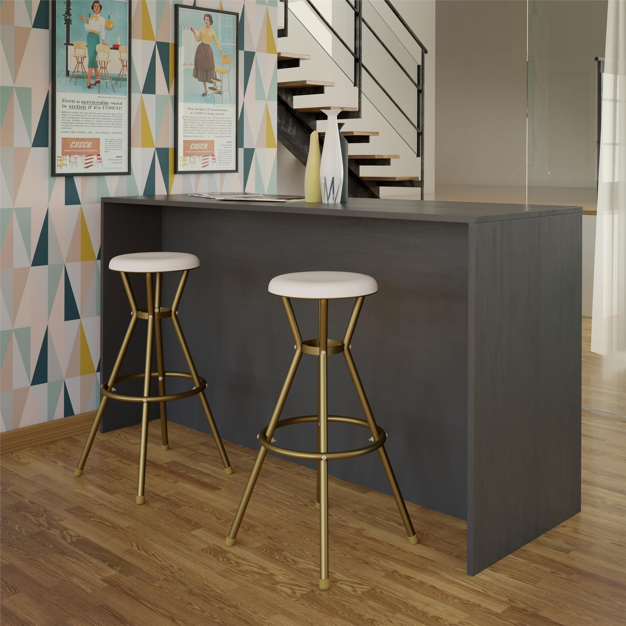 Shop The Curated Nomad Gramercy Retro Metal Backless Bar Stools