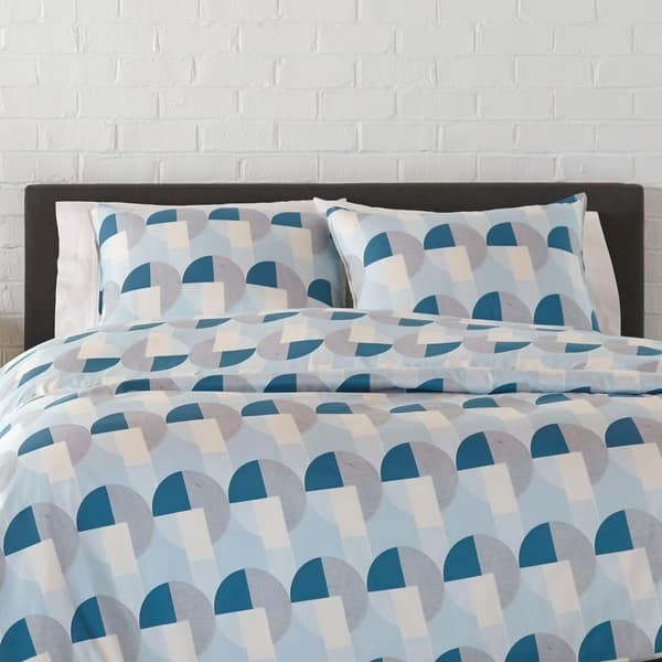 Shop Novogratz Skye Geo Blue Wrinkle Resistant Duvet Cover Set