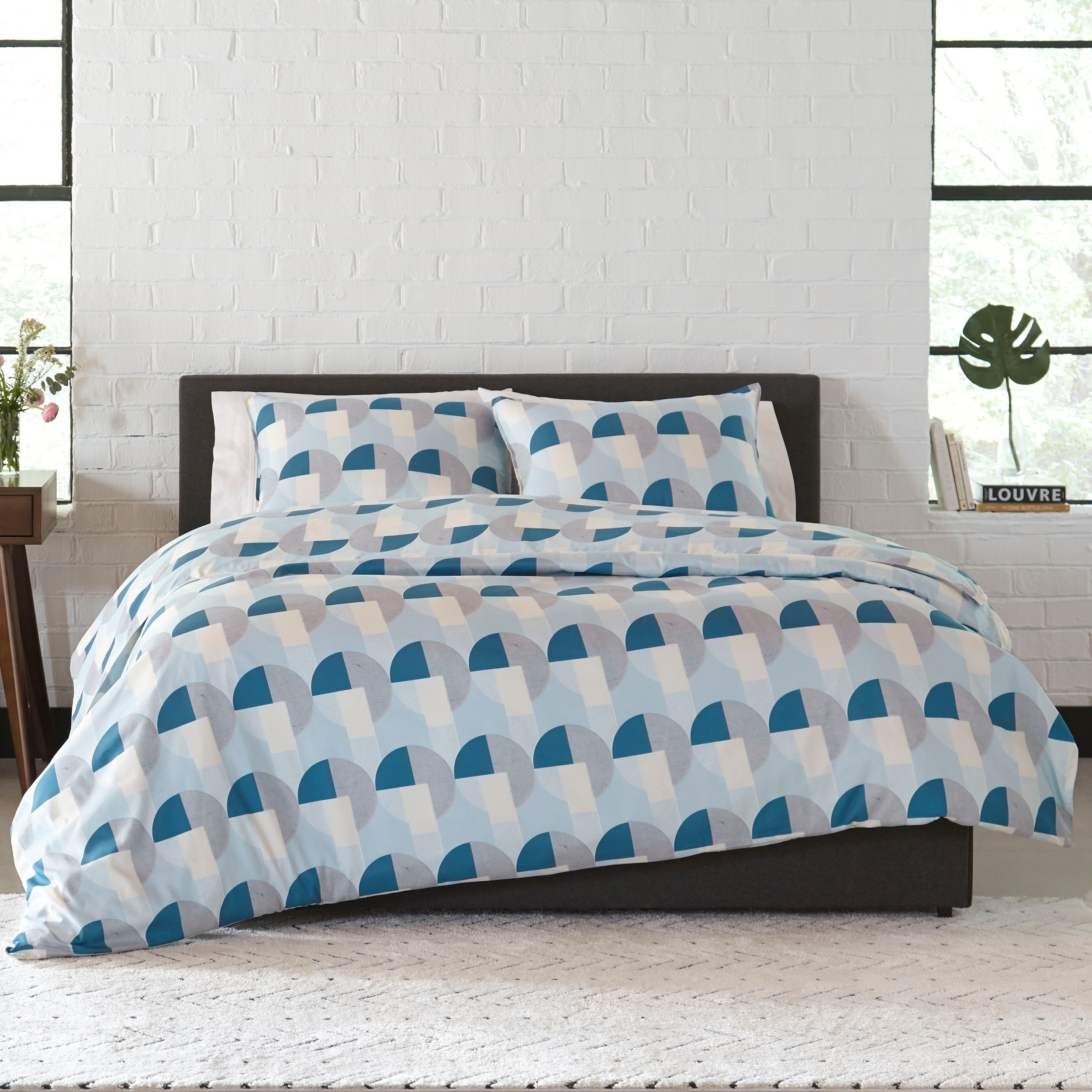 Shop Novogratz Skye Geo Blue Wrinkle Resistant Duvet Cover Set