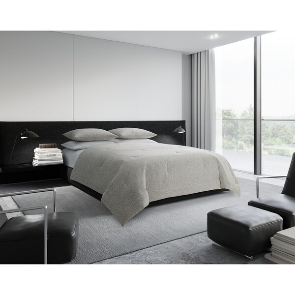 Vera Wang Bamboo Leaves Grey Cotton Comforter Set