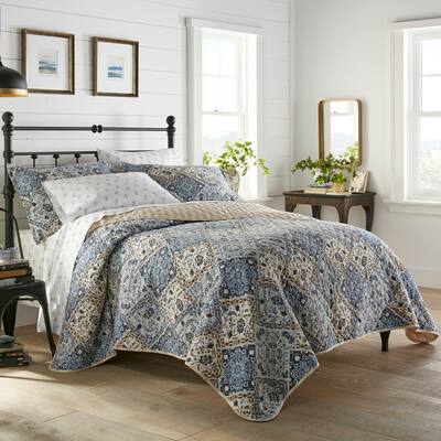 Stone Cottage Arell Blue Cotton Quilt Set