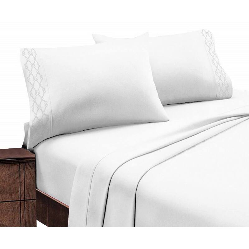 Home Sweet Home Dream Embroidered Extra Soft Microfiber Deep Pocket Bed Sheet Set - White - California King