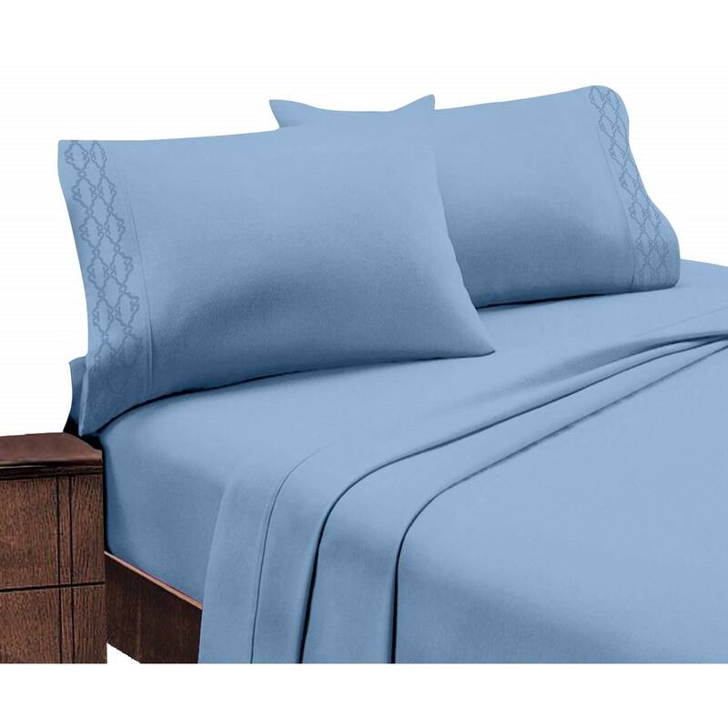 Home Sweet Home Dream Embroidered Extra Soft Microfiber Deep Pocket Bed Sheet Set - Blue - King