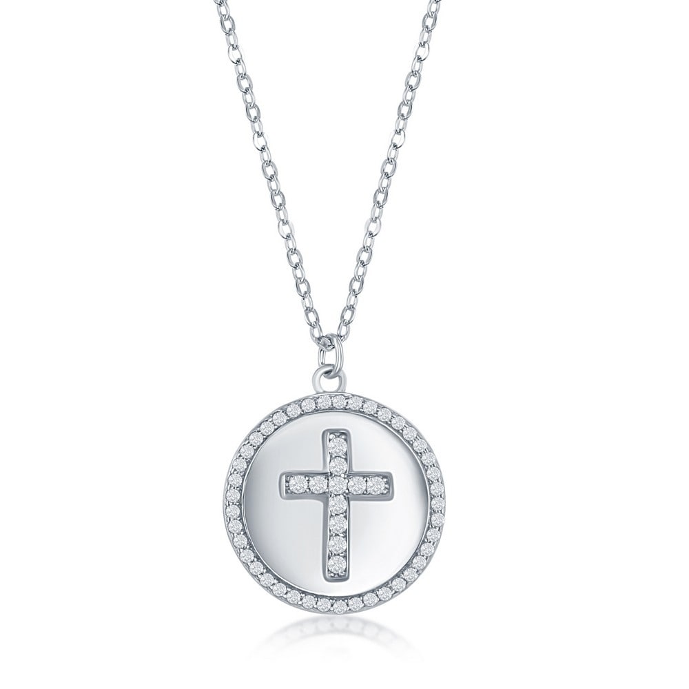 Jewelry Best Seller Sterling Silver Polished CZ Heart Chain Slide Pendant
