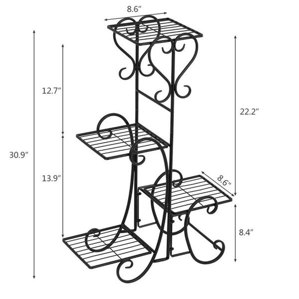 Shop Outdoor Garden Metal Plant Stand Shelf Holds Decoration 4