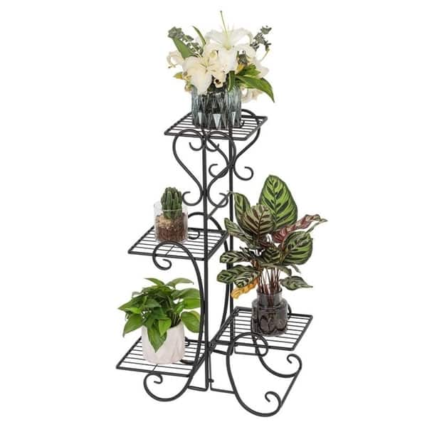 Shop Outdoor Garden Metal Plant Stand Shelf Holds Decoration 4