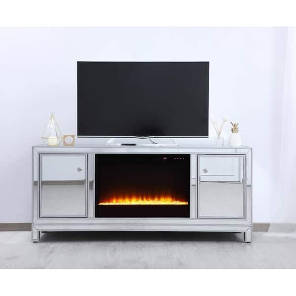 Shop Silver Orchid Baird 60 Inch Mirrored Fireplace Tv Stand