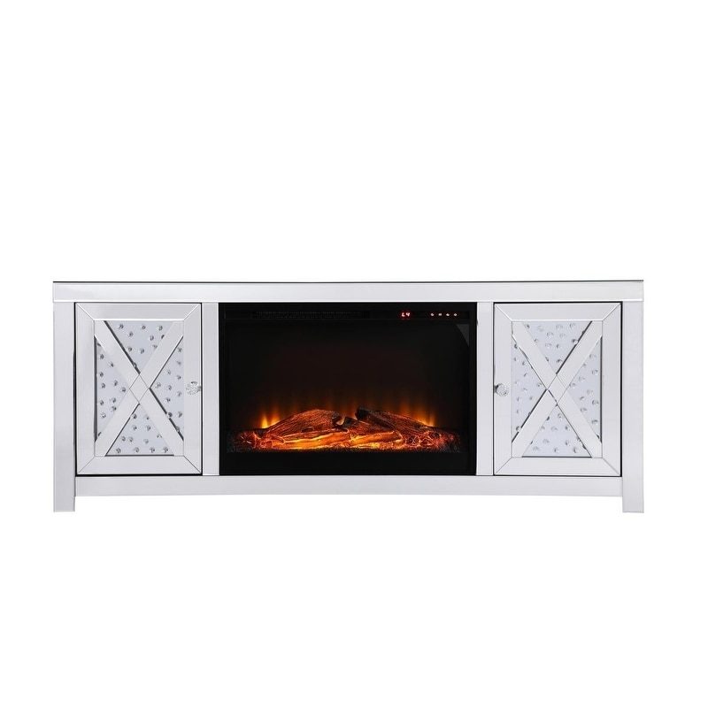 Indigo Home 59 in. Crystal Mirrored Fireplace Mantle