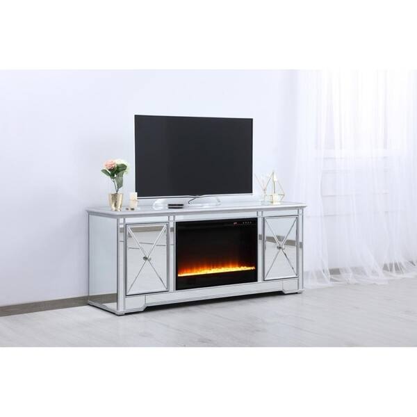 Shop 60 In Mirrored Fireplace Tv Stand Overstock 29035716