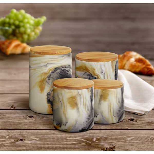 American Atelier Canister Set 3-piece Ceramic Jars In Small