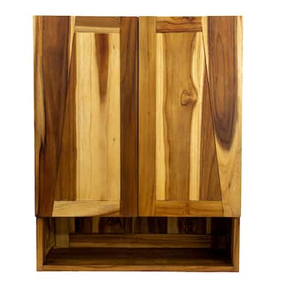 EcoDecors Significado Solid Teak Bathroom Wall Cabinet -Fully Assembled