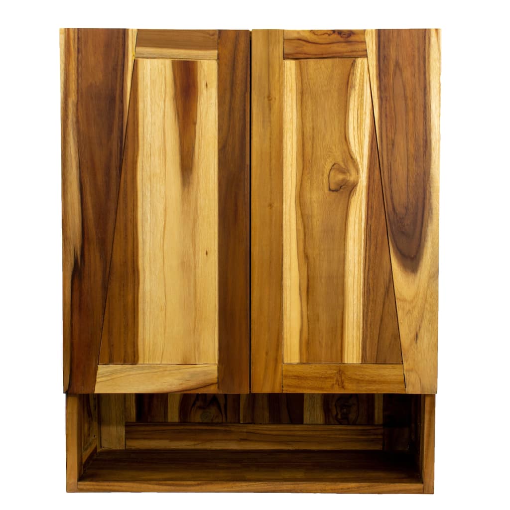 EcoDecors Significado Solid Teak Bathroom Wall Cabinet -Fully Assembled