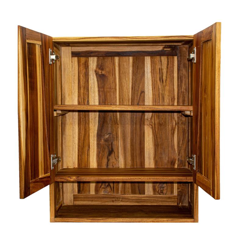 EcoDecors Significado Solid Teak Bathroom Wall Cabinet -Fully Assembled