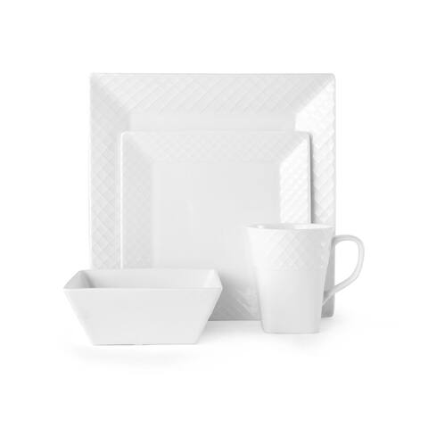 Mikasa Trellis Square Bone China 16 Piece Dinnerware Set (Service for 4)