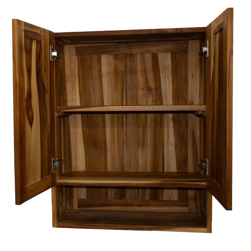 EcoDecors Tranquility Solid Teak Bathroom Wall Cabinet -Fully Assembled