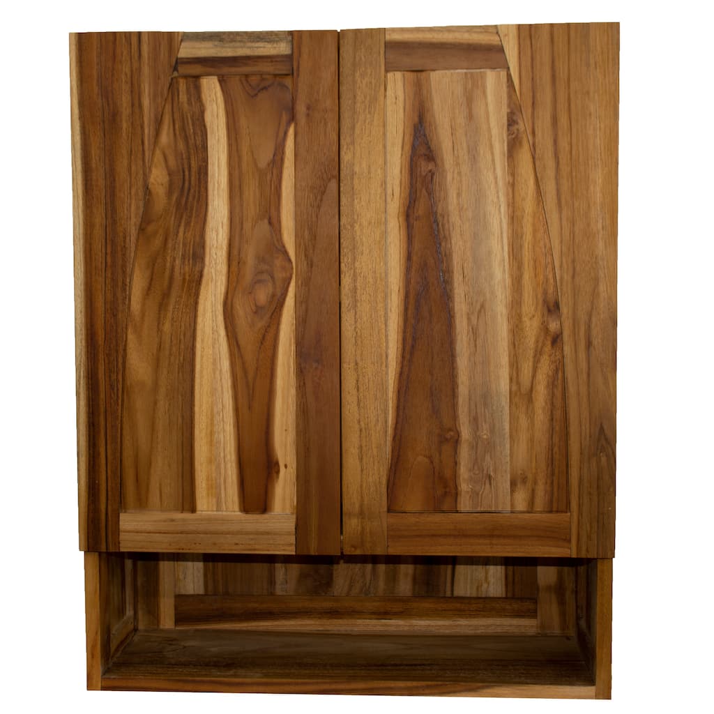EcoDecors Tranquility Solid Teak Bathroom Wall Cabinet -Fully Assembled