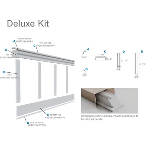 Adjustable Wall Panels, Deluxe Shaker 8' PVC Wainscoting Kit