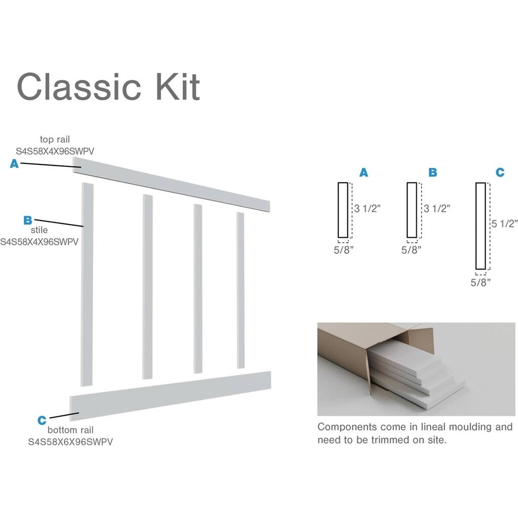 Classic Shaker 8' PVC Wainscoting Kit