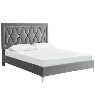 Overstock King Upholstered Platform Bed 78 inch in Grey