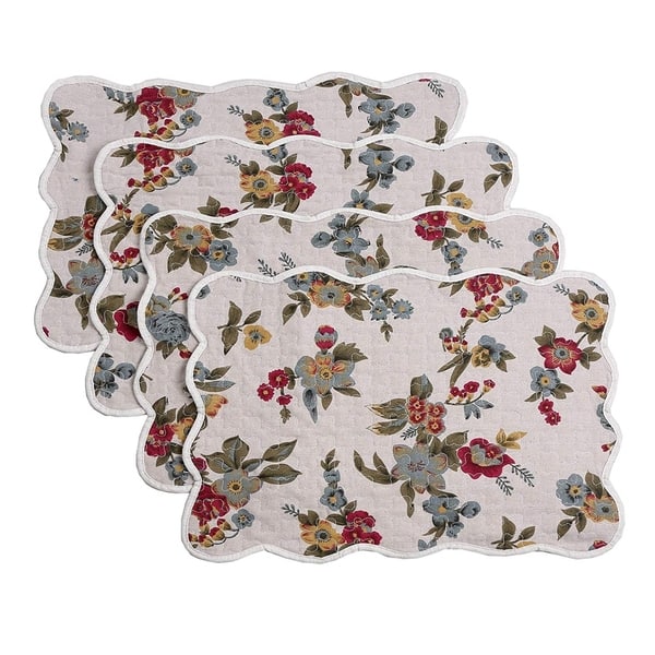 Cozy Line Colorful Floral Quilted Linen Placemats Set Of 4 On Sale Overstock 29037686