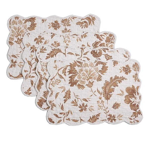 Cozy Line Brown Flower Quilted Linen Placemats (Set of 4). Opens flyout.