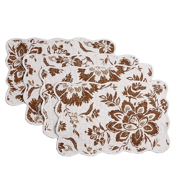 Cozy Line Chocolate Flower Quilted Linen Placemats (Set of 4). Opens flyout.
