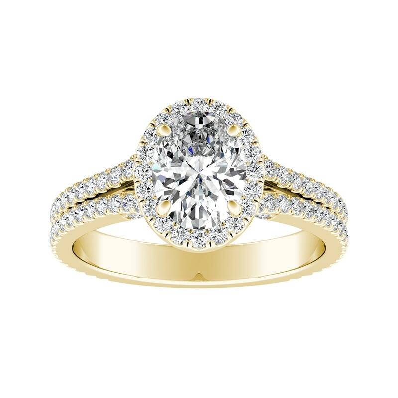 Auriya 14k Gold 1 1/3ctw Oval-cut Halo Diamond Engagement Ring (I-J, I1-I2) - 4.5 - Yellow
