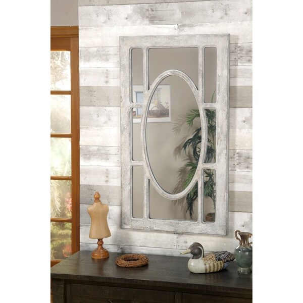 Martin Svensson Home Rectangular Window Pane Wall Mirror, Antique Grey