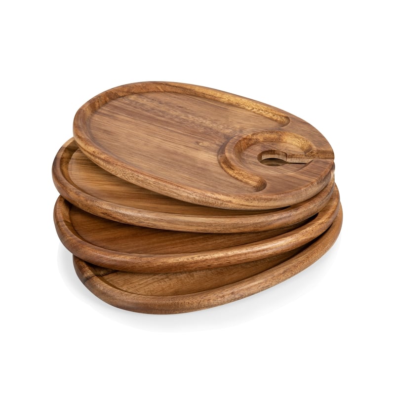 Wine Appetizer Plate Set of 4 - Acacia