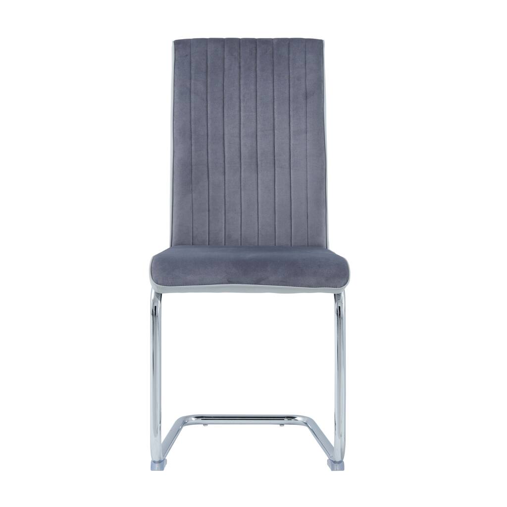 Global Furniture USA Grey PU and Velvet Dining Chair - N/A