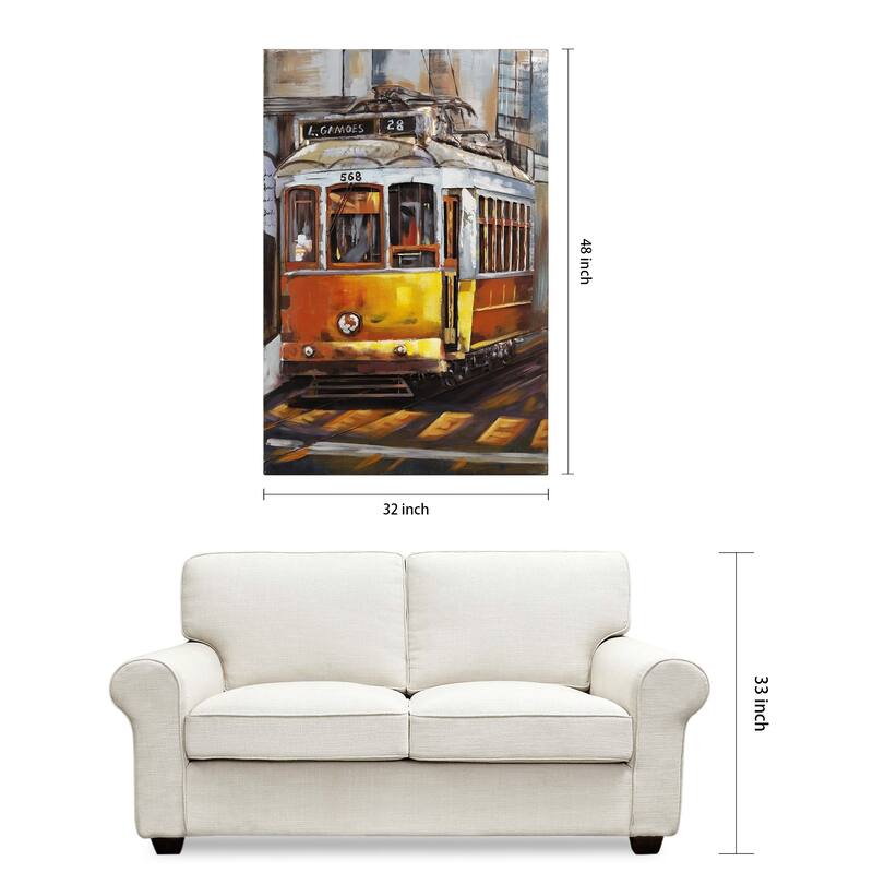 "Cable Car" Mixed Media Iron Hand Painted Dimensional Wall Art