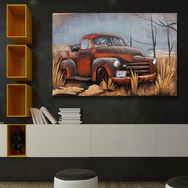 Shop Old Chevy Classic Red Automobile Mixed Media Iron Hand Painted Dimensional Wall Art On Sale Overstock 29042180
