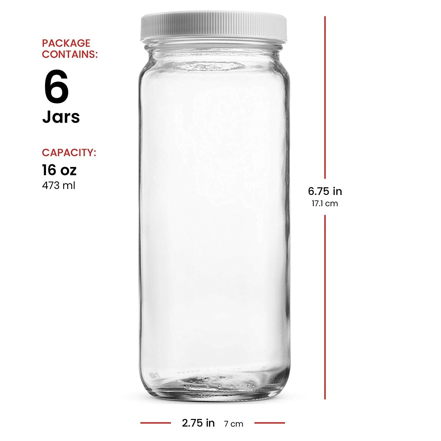 Travel Glass Drinking Bottle Mason Jar 16 Ounce (6-Pack) Plastic Airtight  Lids, Reusable Glass Water Bottle - Bed Bath & Beyond - 29043319