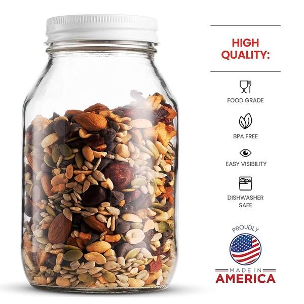 Shop Glass Mason Jars 32 Ounce 1 Quart Metal Airtight Lid