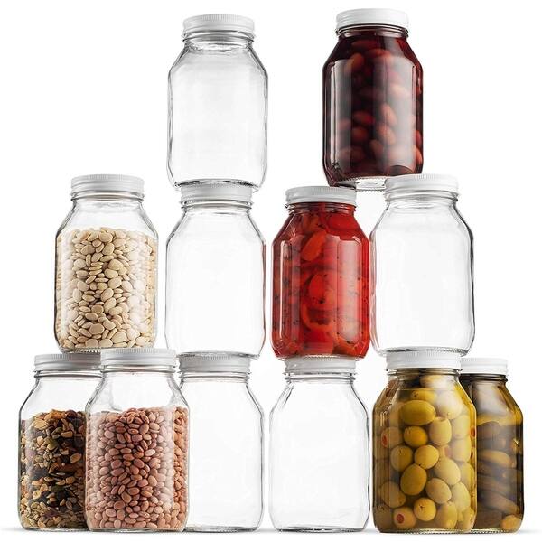 Shop Glass Mason Jars 32 Ounce 1 Quart Metal Airtight Lid
