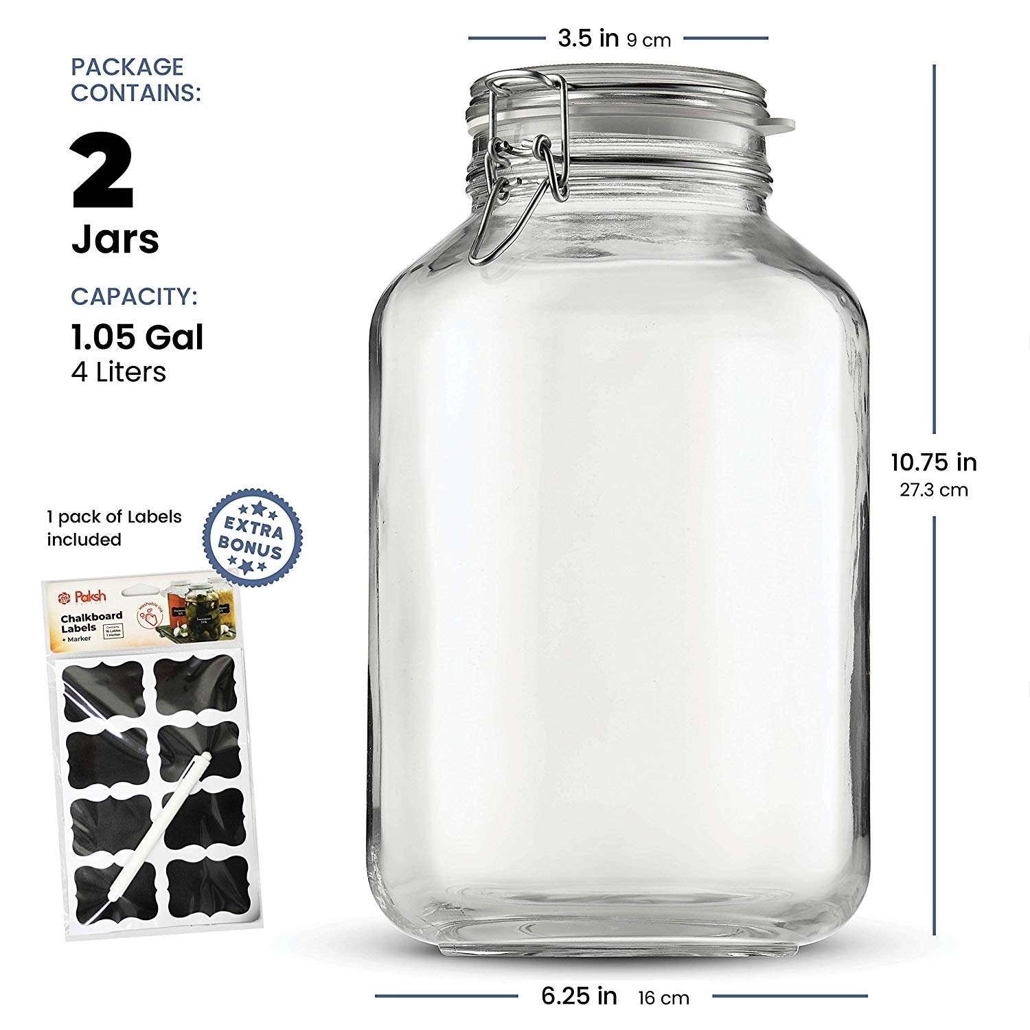 Bormioli Rocco Glass Fido Jars - 135.75 Oz (4 Liter) Airtight lid for  Fermenting, Preserving, with Chalkboard Labels - 2 Pack - Bed Bath & Beyond  - 29043351