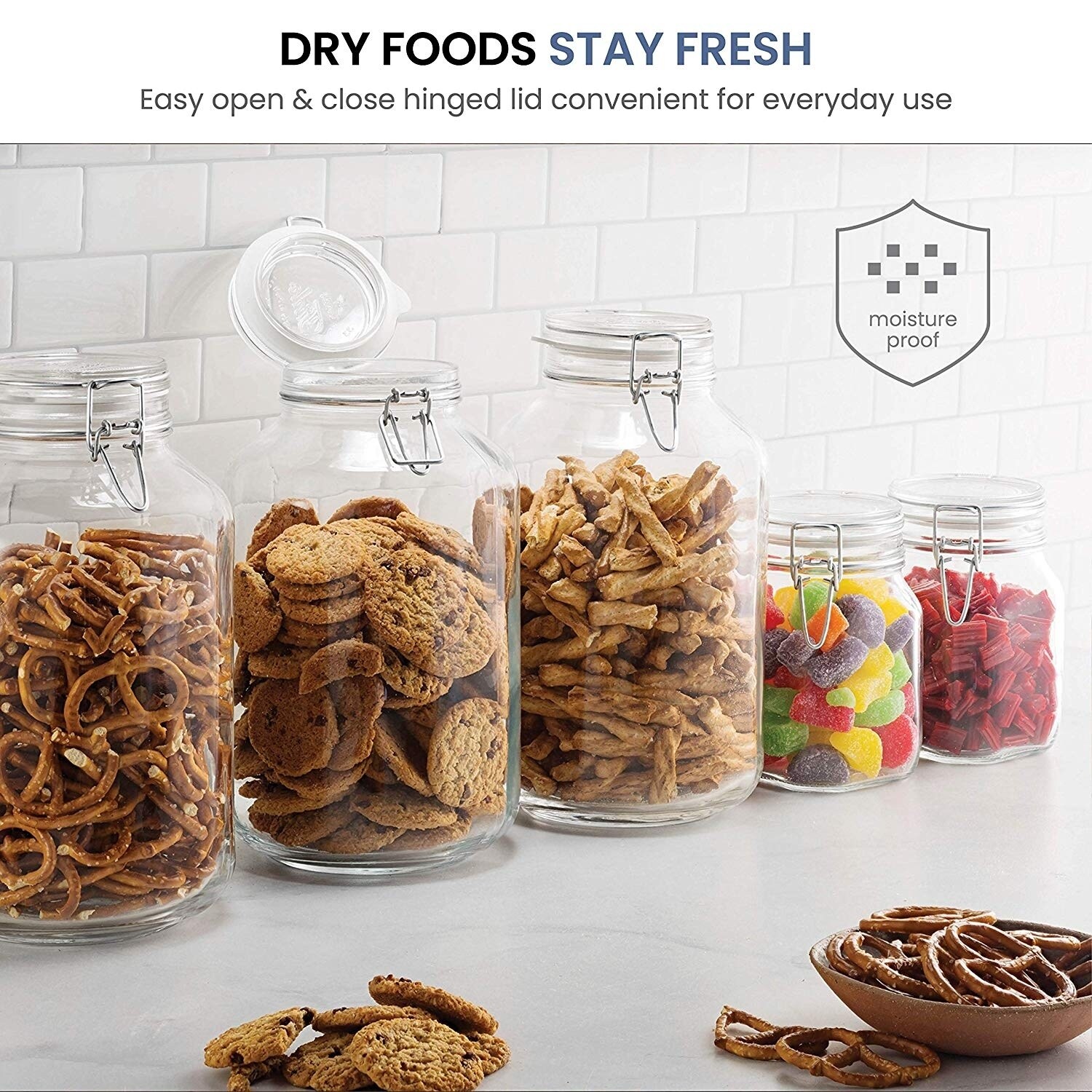1.5 and 2 Liters 1 .5 Bormioli Rocco Fido Glass Canning Jars .75 5 Piece Set of 5 Five 